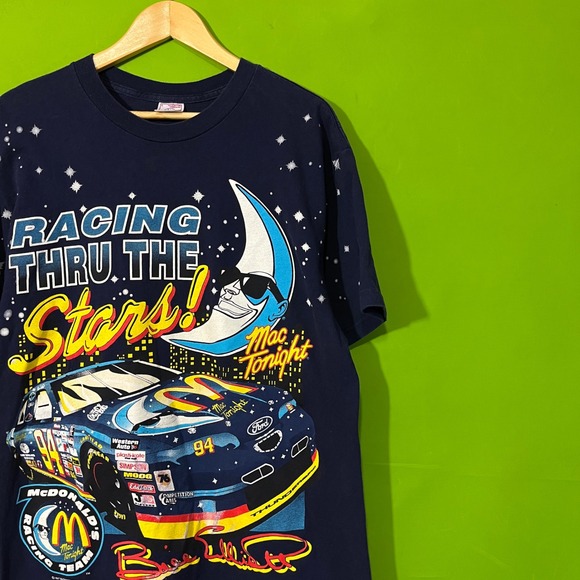 Large Vintage 1997 McDonalds Racing Team Mac Tonight Bill Elliott T Shirt - Picture 1 of 7